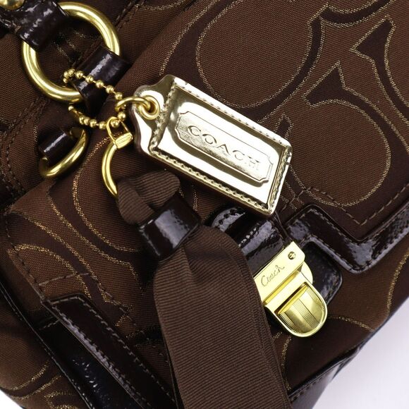 NWT Coach Signature Pushlock Satchel Crossbody Bag in Chocolate - Picture 10 of 10